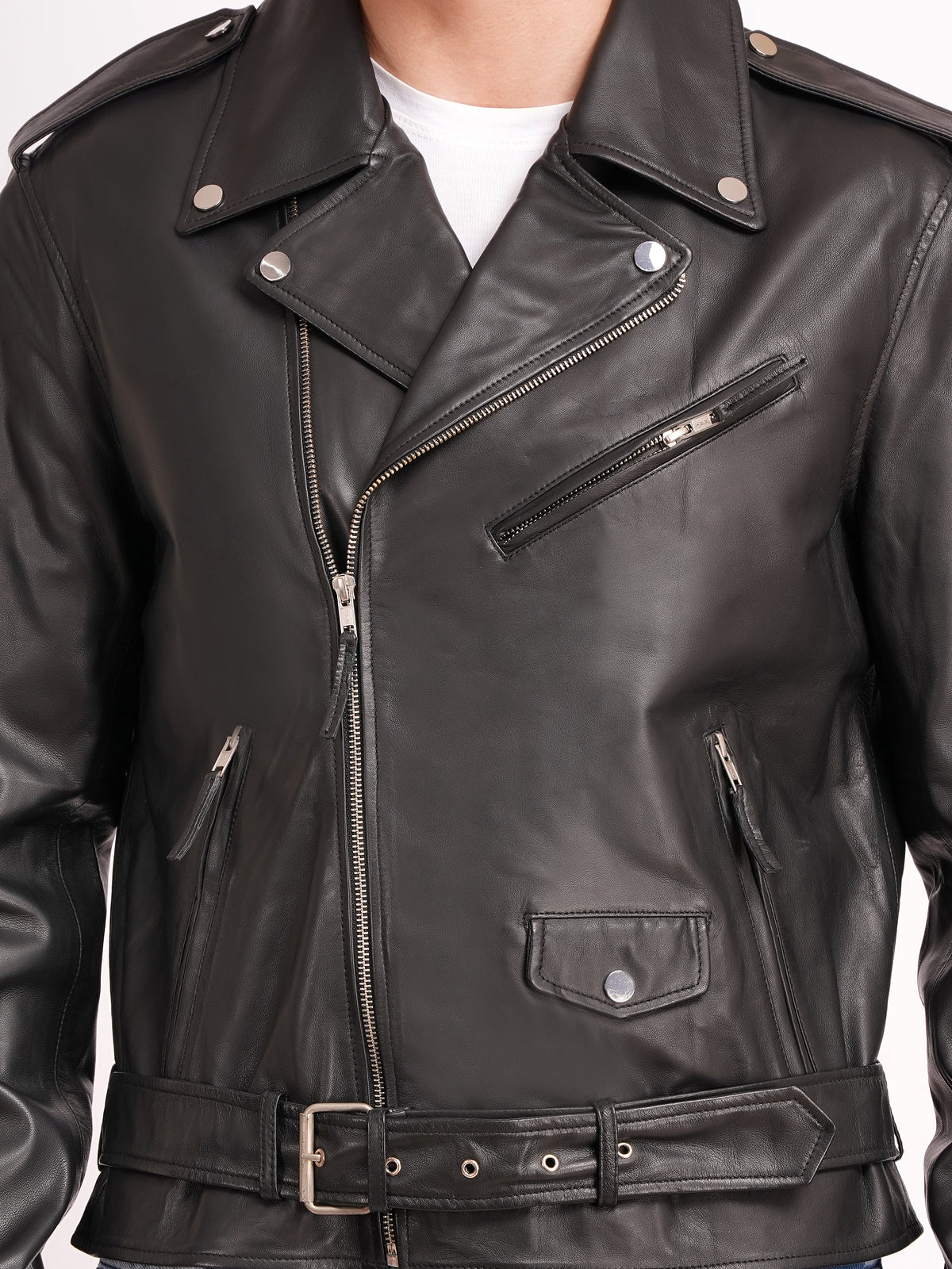 100% LEATHER ICONIC BIKER JACKET MX 39