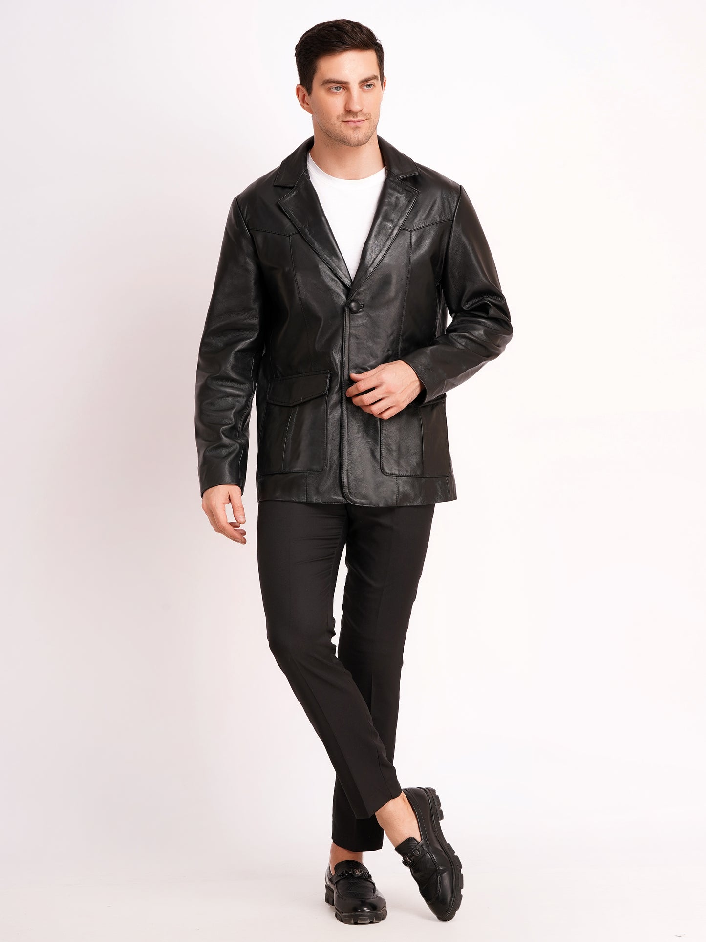 100% Leather Mens Normal Blazer | MX 4