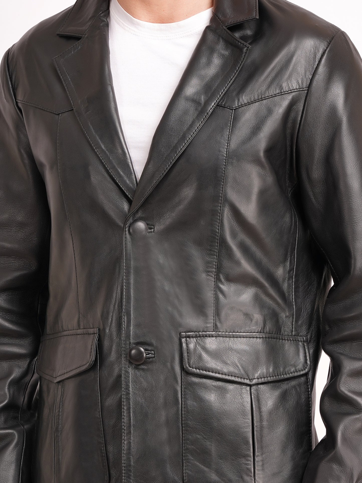 100% Leather Mens Normal Blazer | MX 4