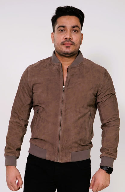 100% Italian Suede Bomber Jacket - | MX91