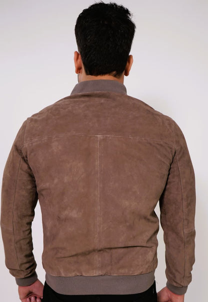 100% Italian Suede Bomber Jacket - | MX91
