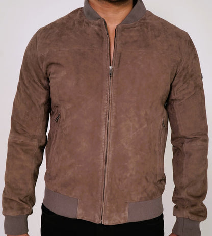 100% Italian Suede Bomber Jacket - | MX91