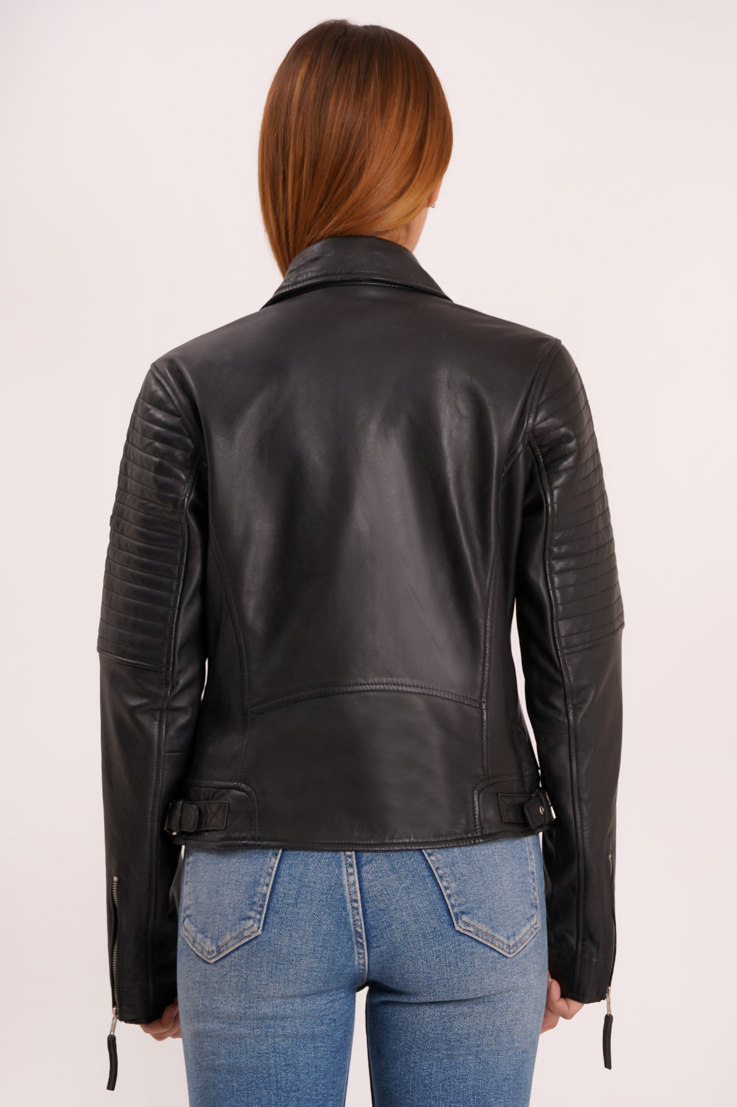 100% Leather Sleeve Padded Biker Jacket | WX34