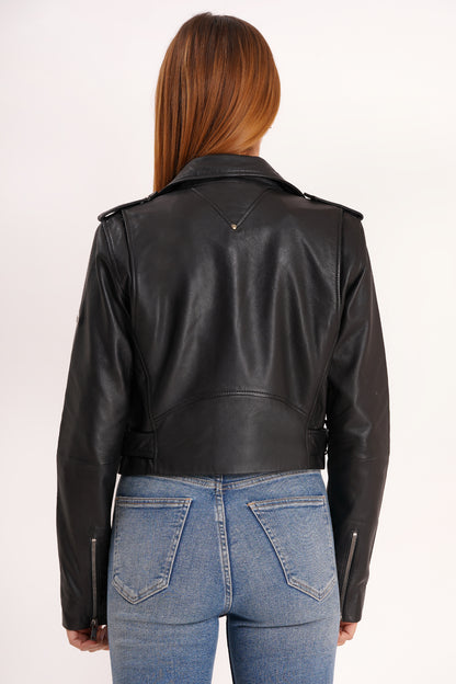 100% LEATHER CROP BIKER ALEX JACKET | WX 21