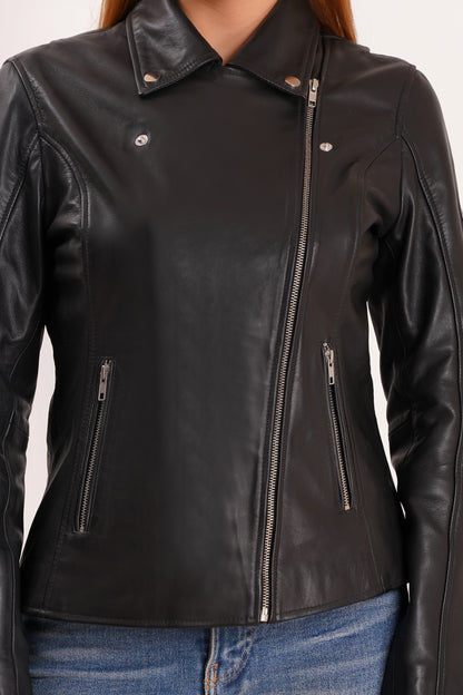 100% Washed Leather Lapel bikers Jacket | WX46