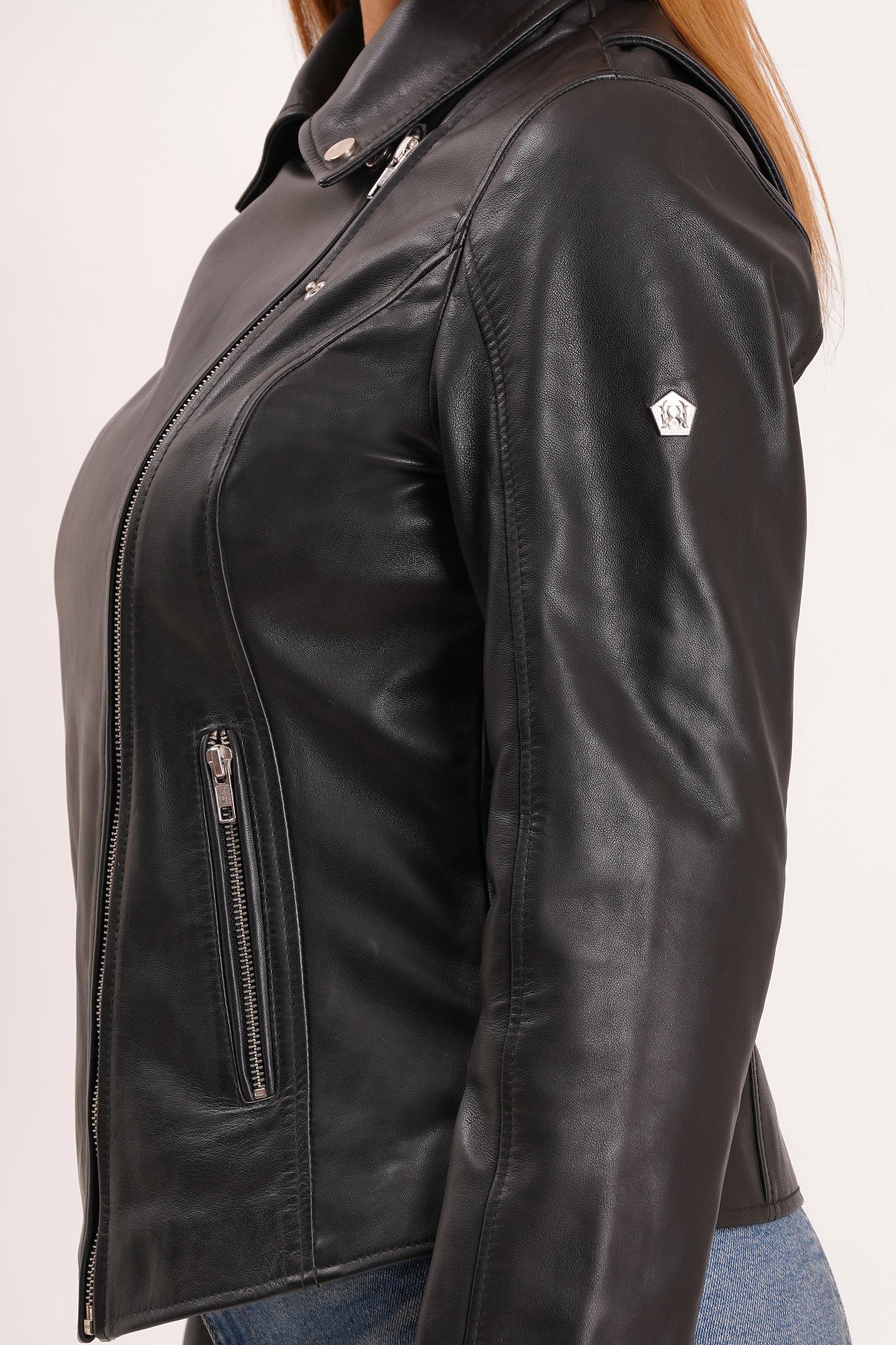 100% Washed Leather Lapel bikers Jacket | WX46