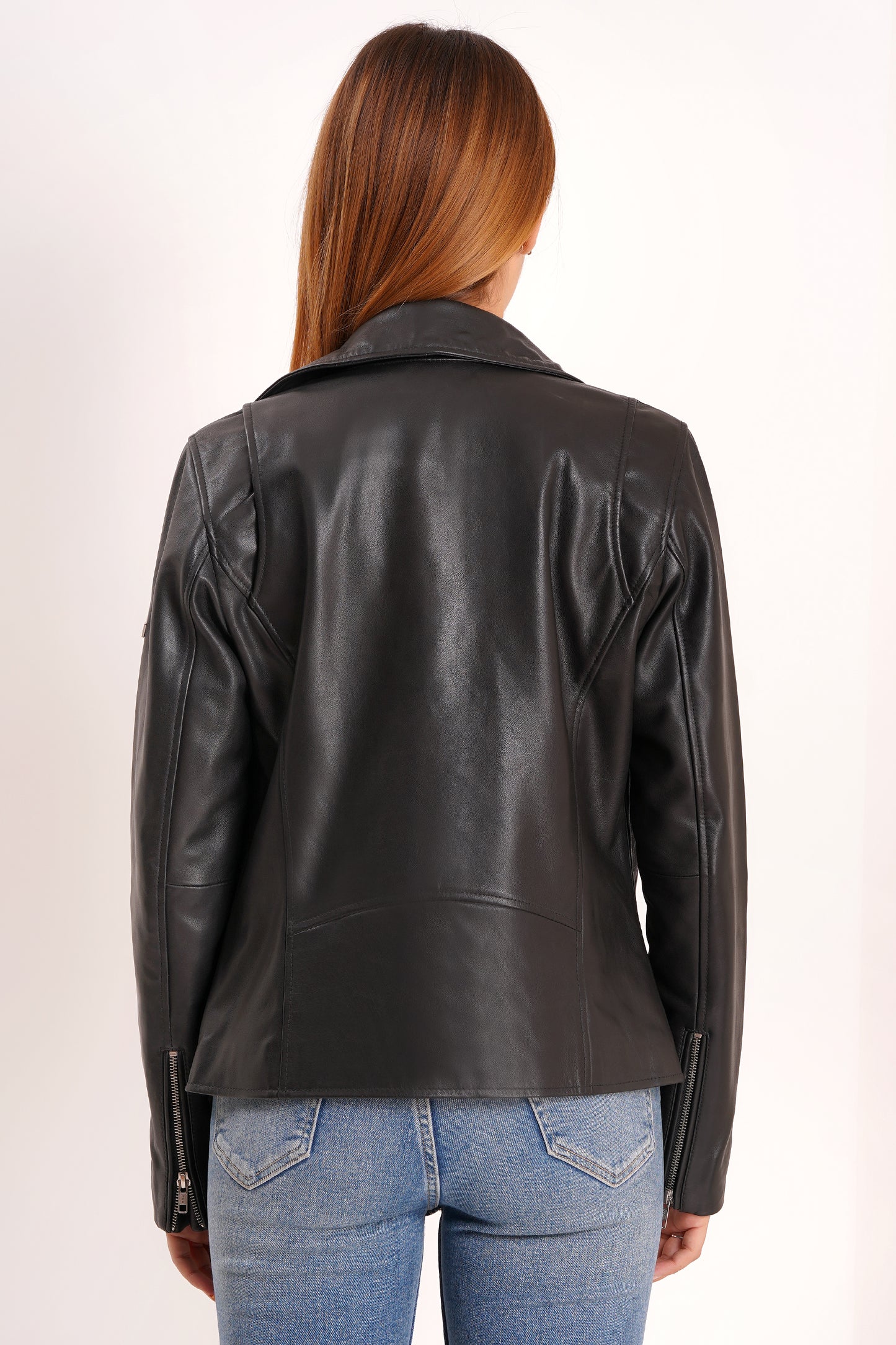 100% Washed Leather Lapel bikers Jacket | WX46