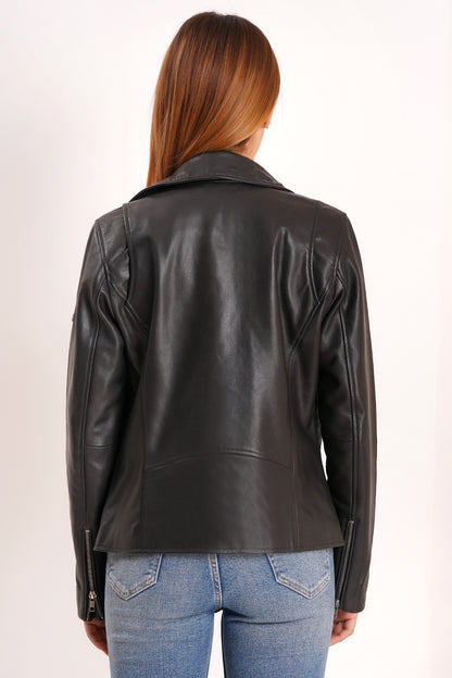 100% Washed Leather Lapel bikers Jacket | WX46
