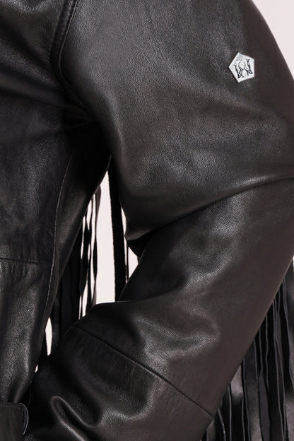 100% LEATHER OVERSIZED FINGES BIKER | WX 014