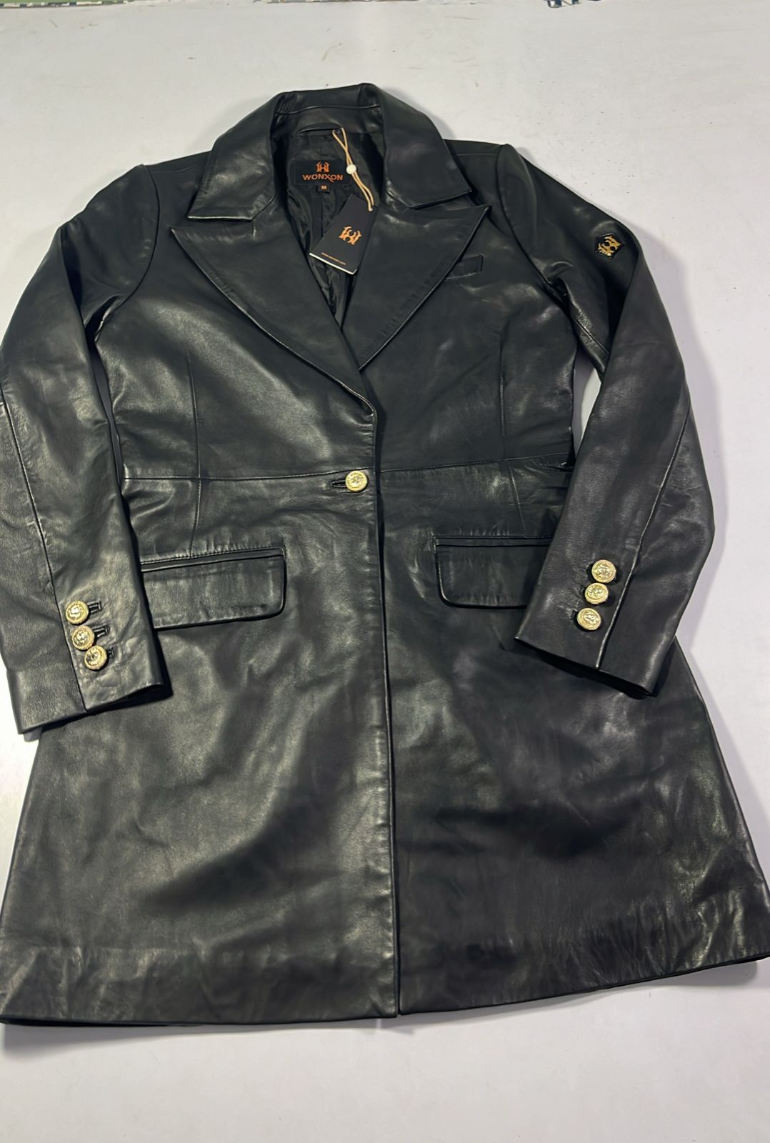100% Leather Women Emma Coat - Black | WX99