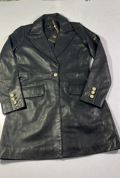 100% Leather Women Emma Coat - Black | WX99