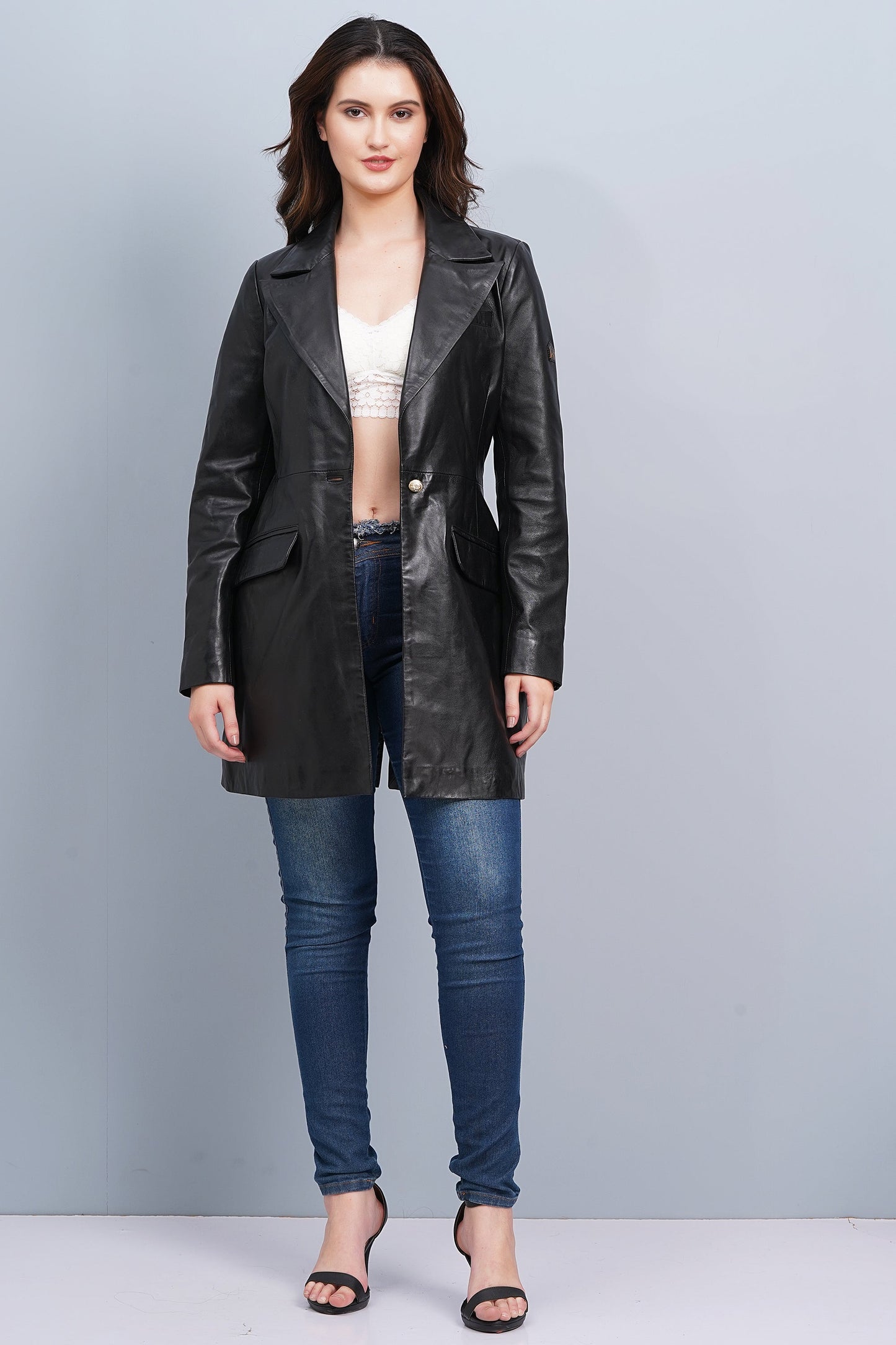 100% Leather Women Emma Coat - Black | WX99