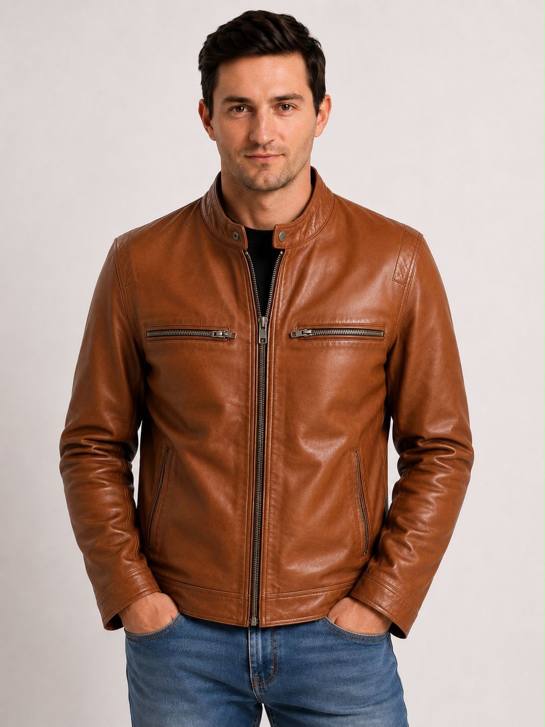 Men's Casual Leather Jacket MX 56