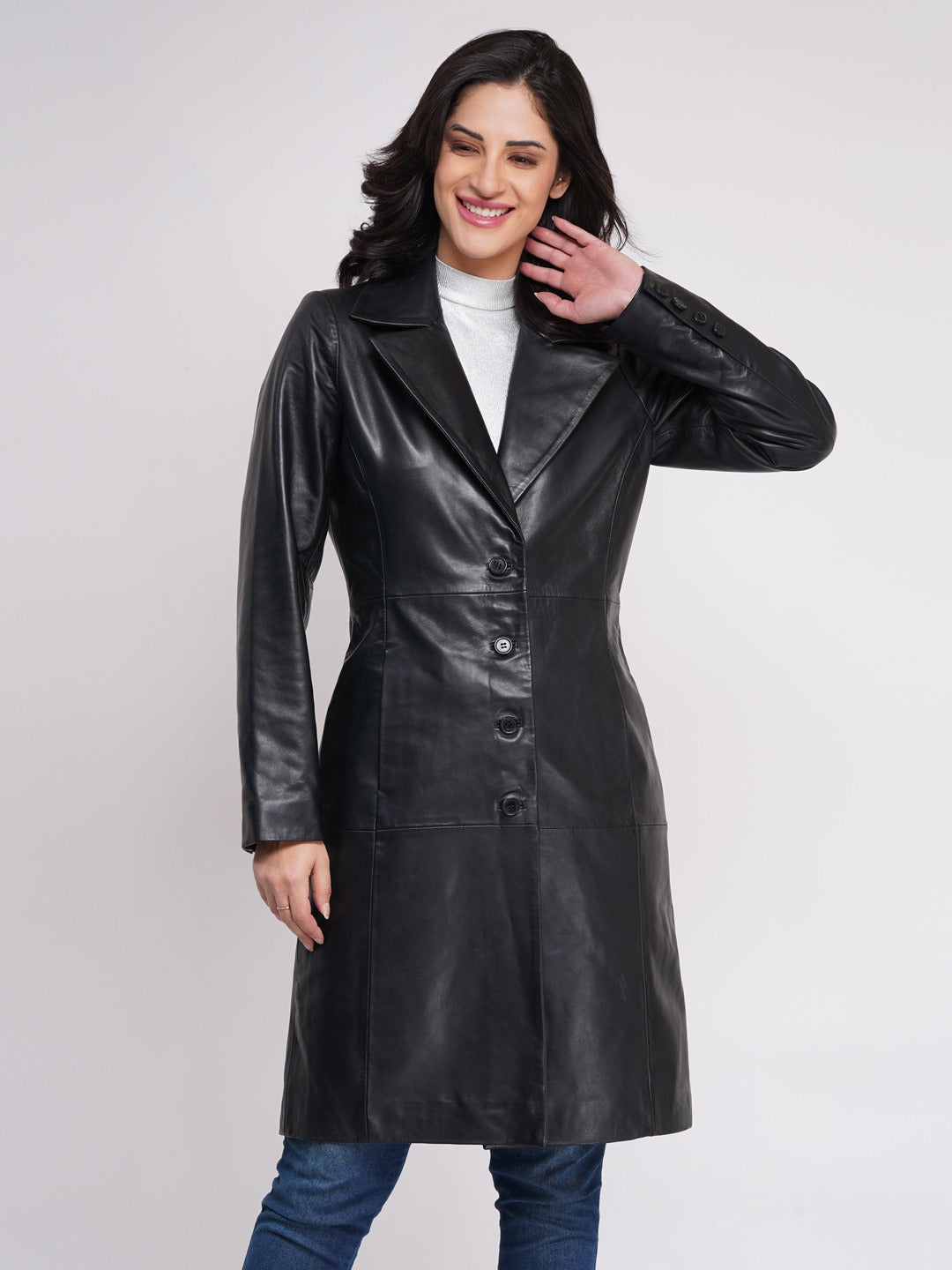 100% Leather Trench Coat (WX 130)