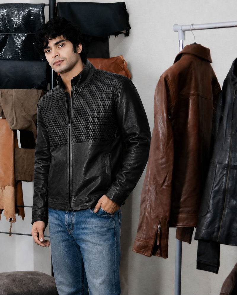 Men's Premium Leather Zipper Jacket MX 07