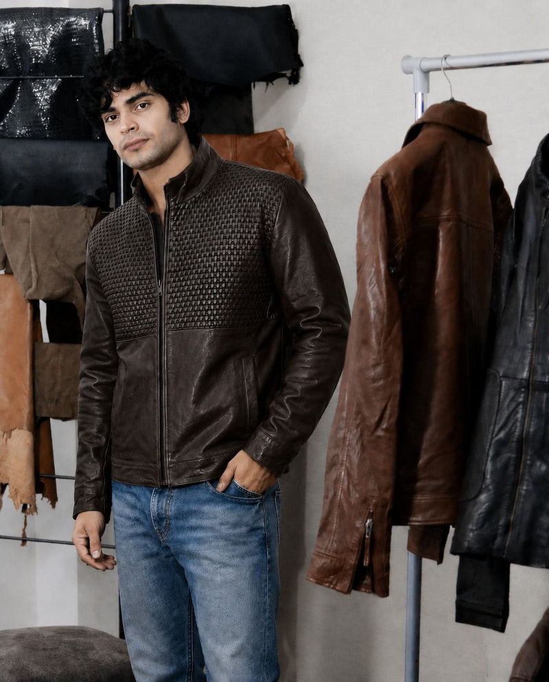 Men's Premium Leather Zipper Jacket MX 07