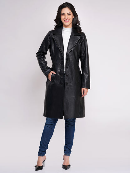 100% Leather Trench Coat (WX 130)