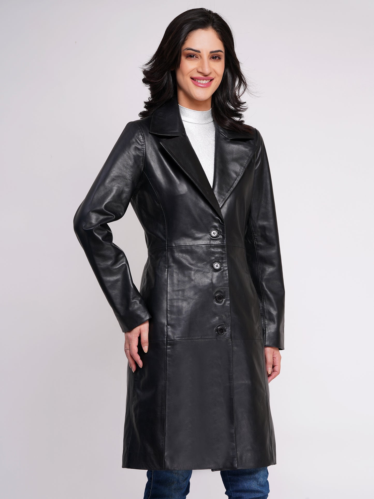 100% Leather Trench Coat (WX 130)