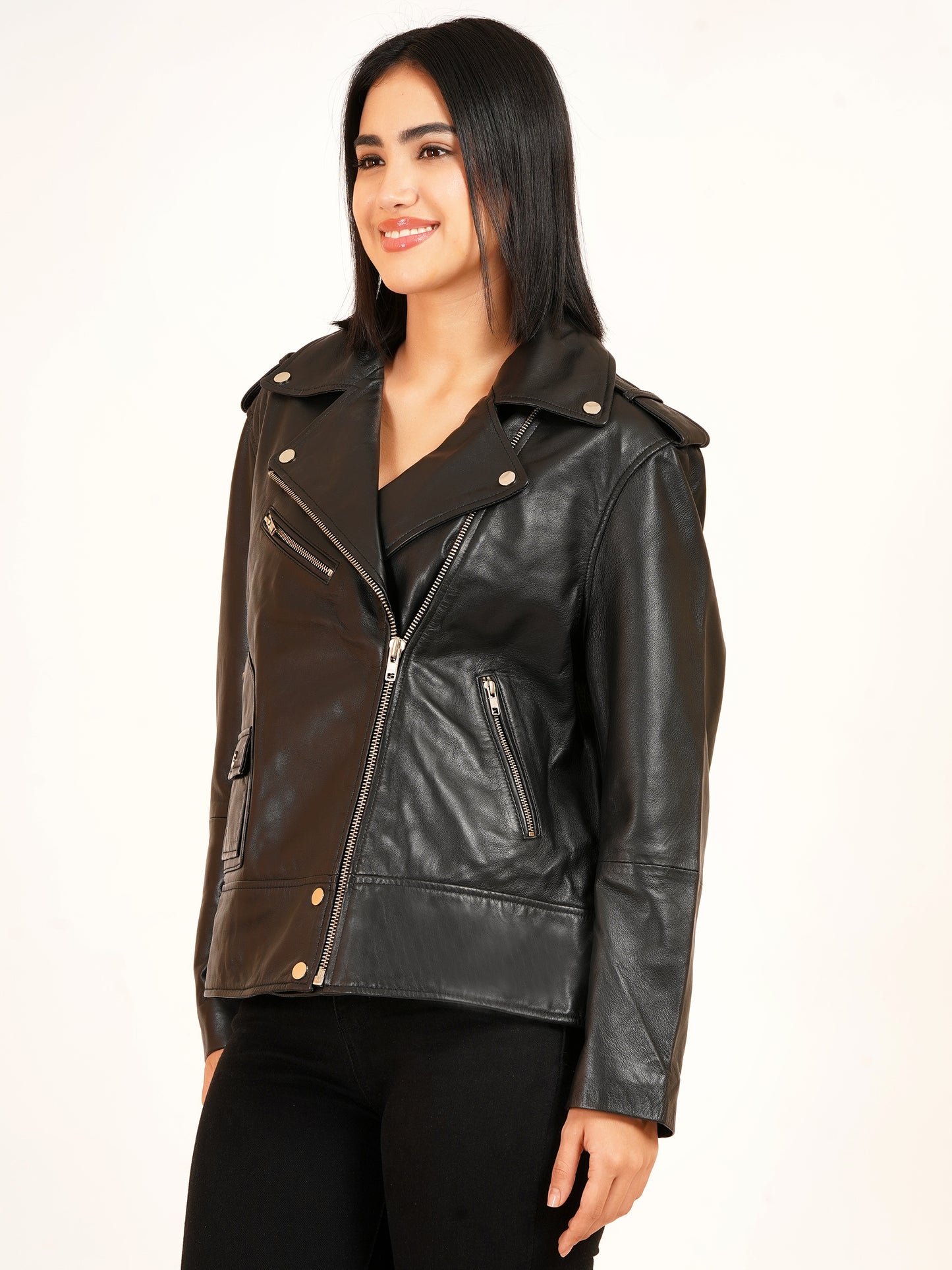 100% Leather Oversized Biker Jacket | WX015