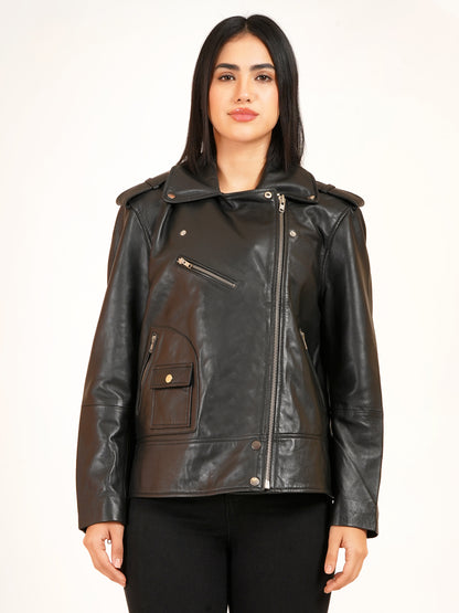 100% Leather Oversized Biker Jacket | WX015