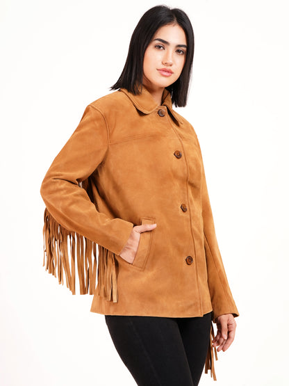 100% Suede Fringes Jacket | WX016