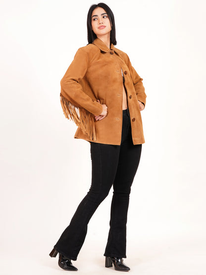 100% Suede Fringes Jacket | WX016