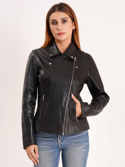100% Washed Leather Lapel bikers Jacket | WX46