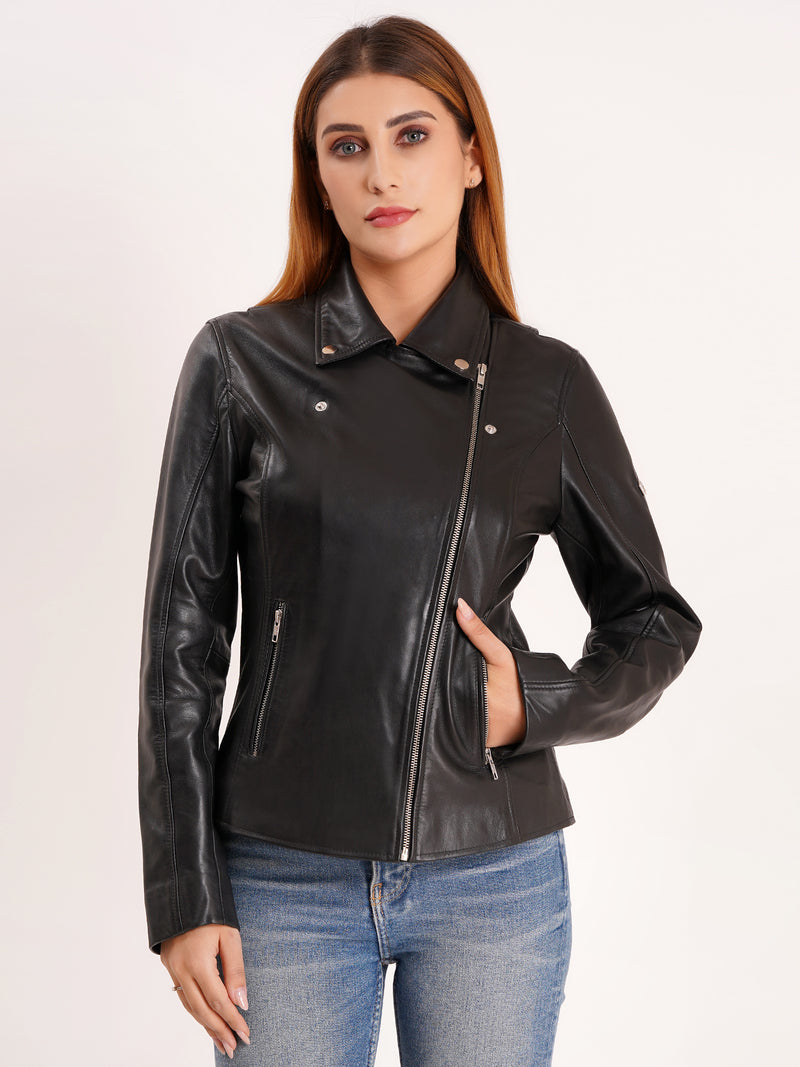 100% Washed Leather Lapel bikers Jacket | WX46