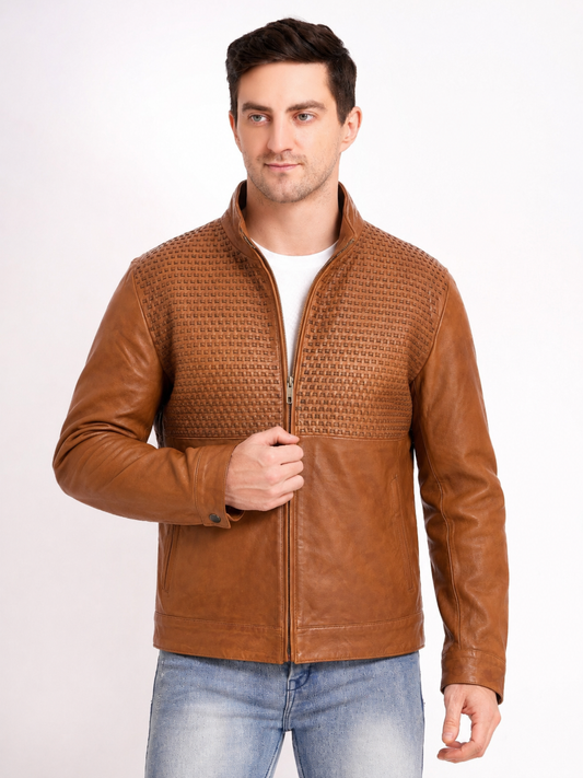 Men's Premium Leather Zipper Jacket MX 07