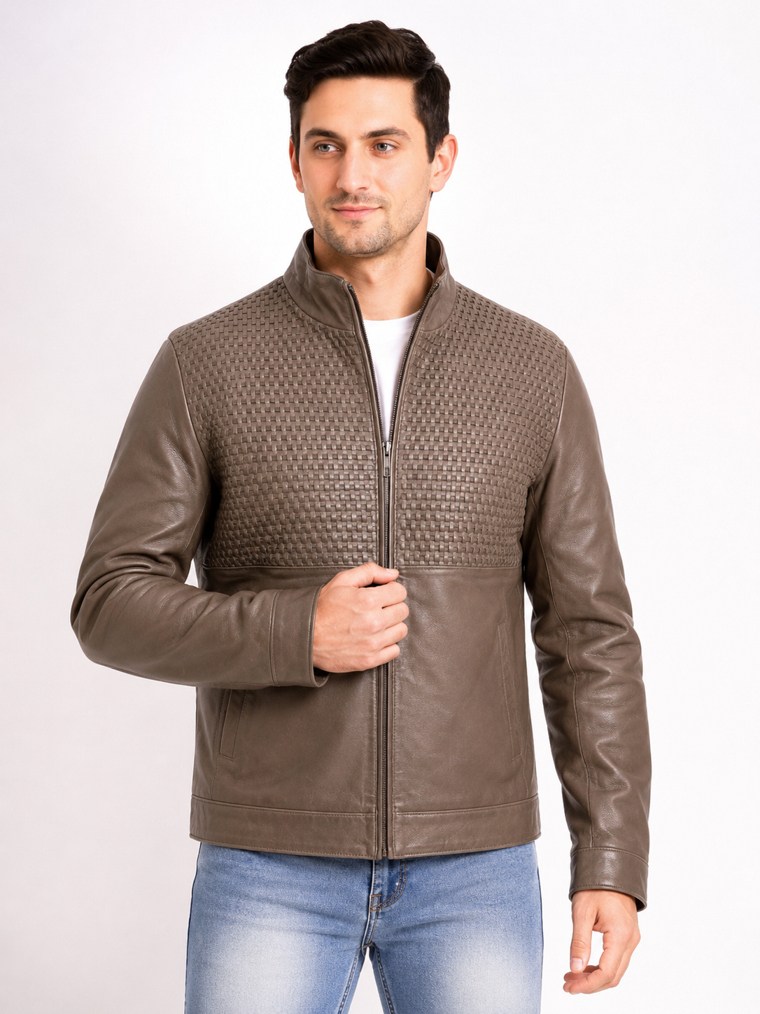 Men's Premium Leather Zipper Jacket MX 07
