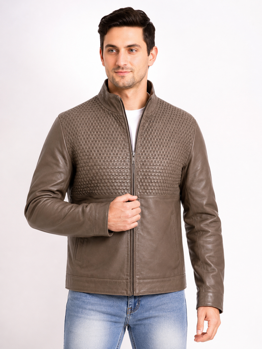 Men's Premium Leather Zipper Jacket MX 07