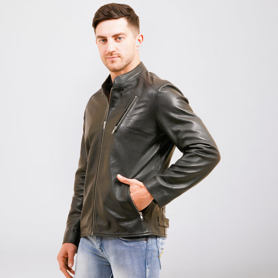 100% LEATHER WITH DETACHABLE HOOD JACEKT MX 45