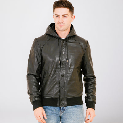 100% LEATHER WITH HOODED JACKET MX 36