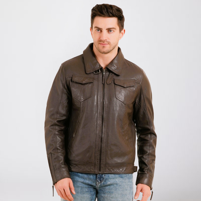 100% HEAVY WASHED SILVY COLLAR JACKET - | MX92
