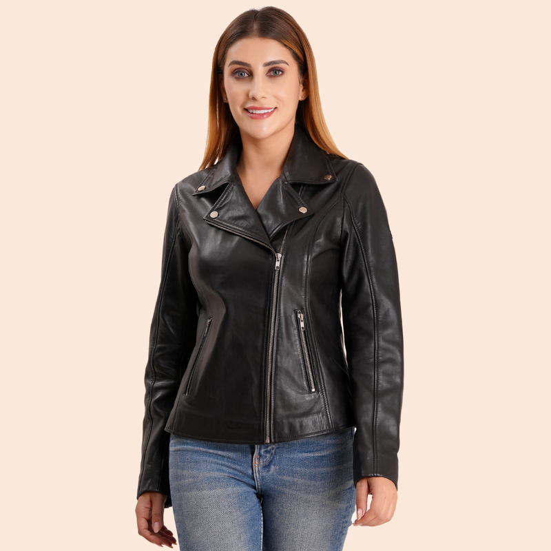 100% Washed Leather Lapel bikers Jacket | WX46
