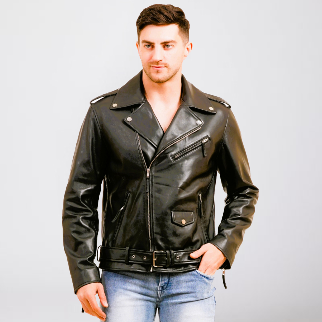 100% LEATHER ICONIC BIKER JACKET MX 39