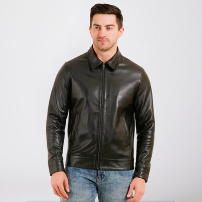 100% LEATHER HARRINGTON COLLAR JACKET MX 58