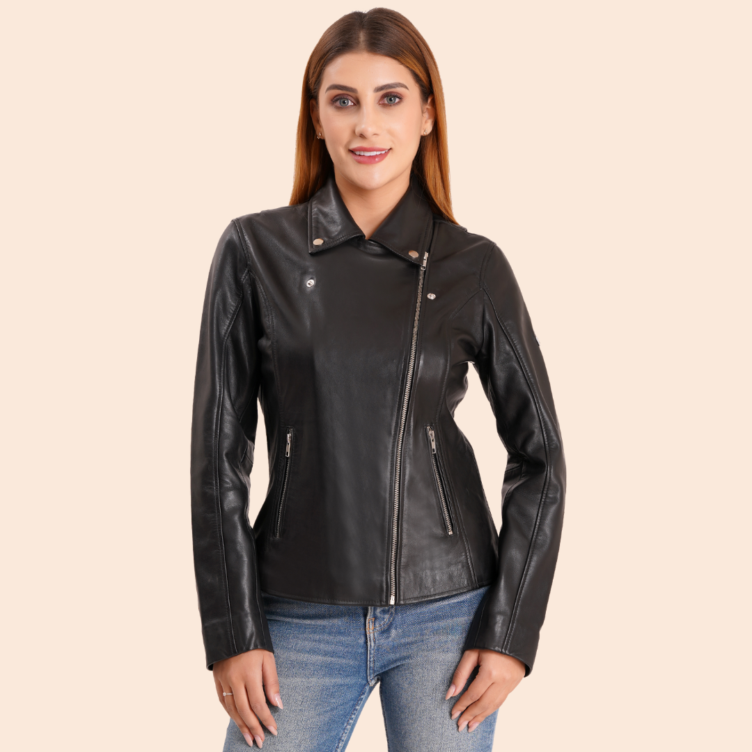 100% Washed Leather Lapel bikers Jacket | WX46