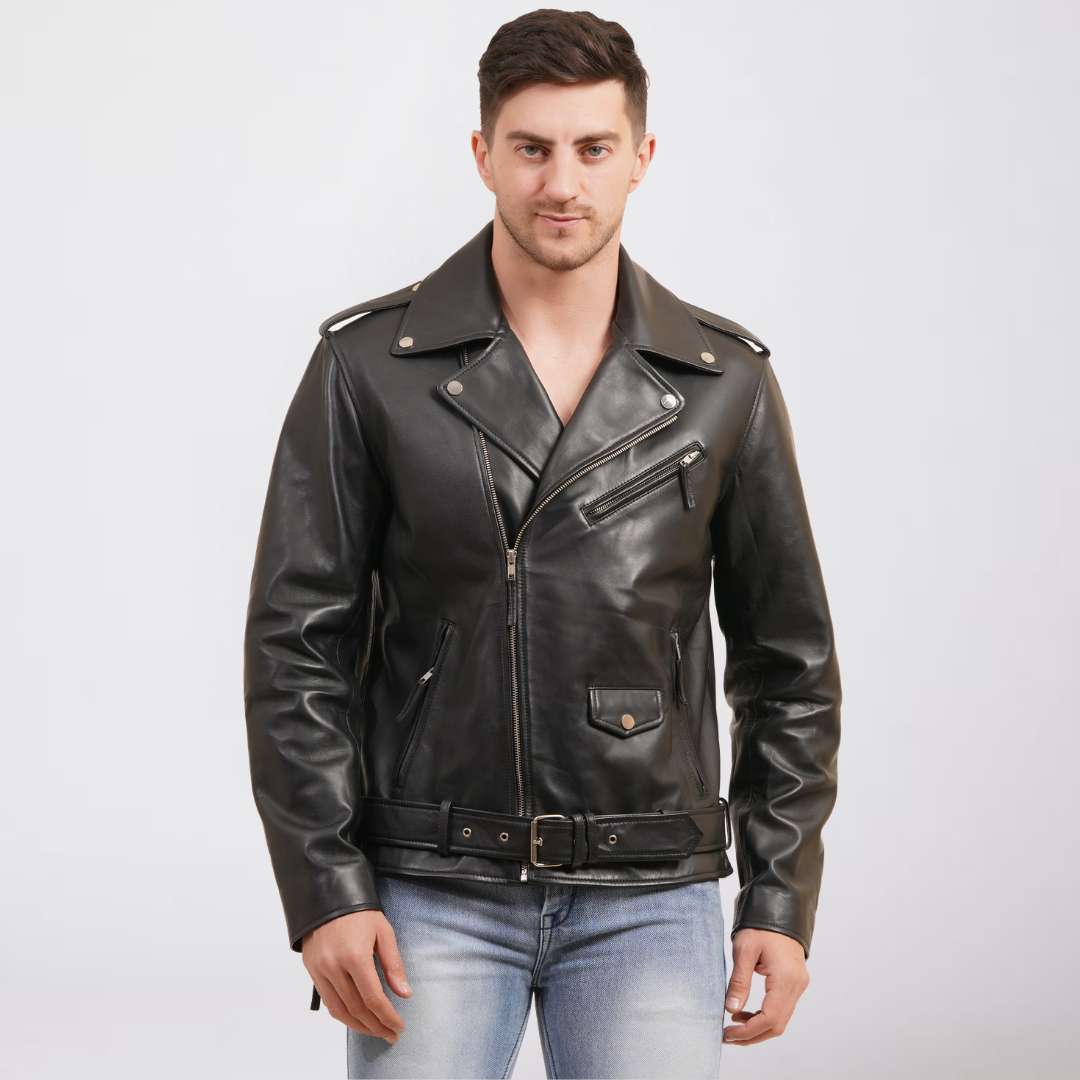 100% LEATHER ICONIC BIKER JACKET MX 39