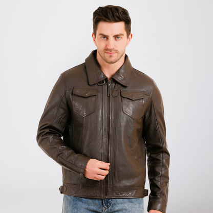 100% HEAVY WASHED SILVY COLLAR JACKET - | MX92
