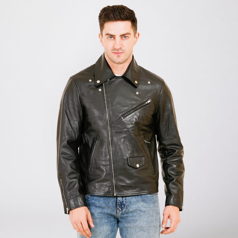 100% LEATHER MOTORCYCLE FLAP PACKET BIKER MX 52 (SILVER ZIPPER)