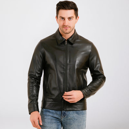 100% LEATHER HARRINGTON COLLAR JACKET MX 58