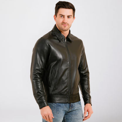 100% LEATHER HARRINGTON COLLAR JACKET MX 58