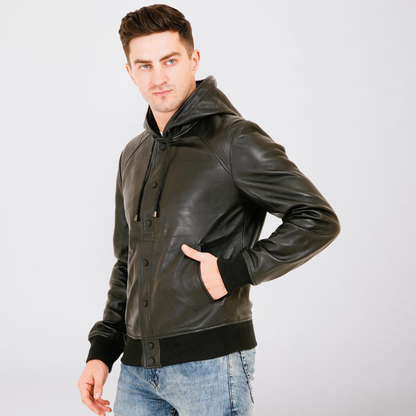 100% LEATHER WITH HOODED JACKET MX 36