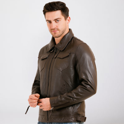100% HEAVY WASHED SILVY COLLAR JACKET - | MX92