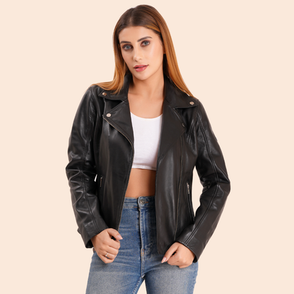 100% Washed Leather Lapel bikers Jacket | WX46