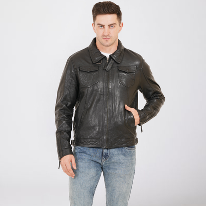 100% HEAVY WASHED SILVY COLLAR JACKET - | MX92