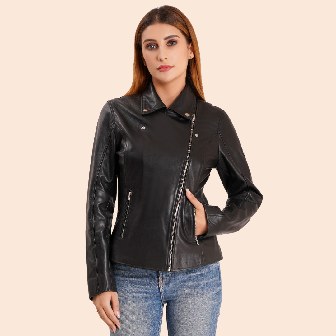 100% Washed Leather Lapel bikers Jacket | WX46
