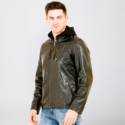 100% LEATHER WITH DETACHABLE HOOD JACEKT MX 45