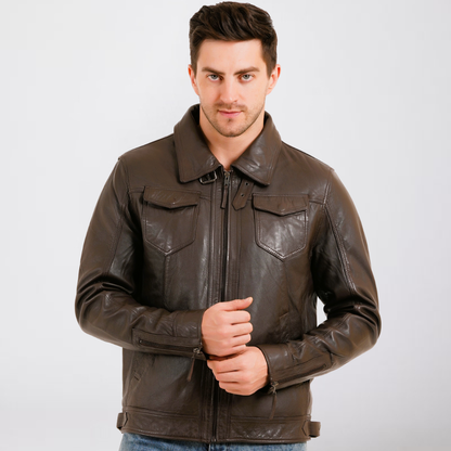 100% HEAVY WASHED SILVY COLLAR JACKET - | MX92